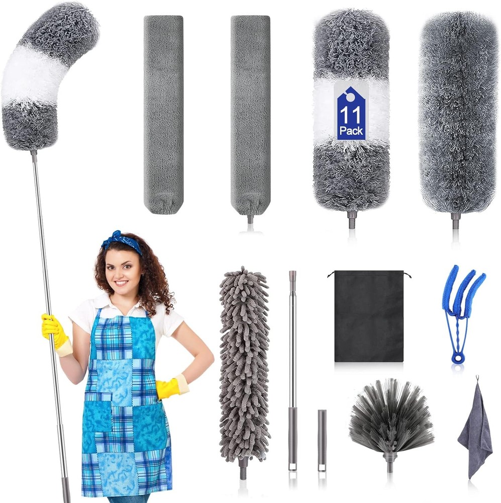 Microfiber Duster Kit - Washable Dusters with Extens Pole for Cleaning