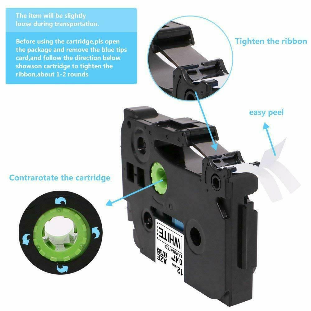 5PK For Brother P-Touch TZe-231 TZ-231 12mm White Standard Laminated Label Tape