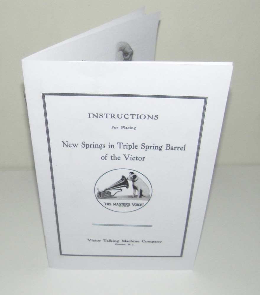 Victor Phonograph Triple Spring Removing and Replacing Instruction Manual Copy