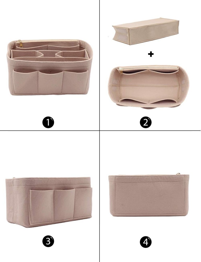 LEXSION Felt Handbag Organizer,Insert purse organizer Structure Medium, Beige