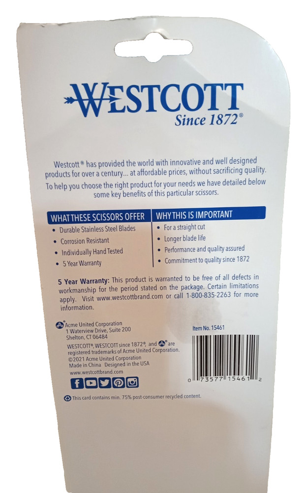 Westcott All Purpose Value Scissors 8" Straight 3 Pack #15648