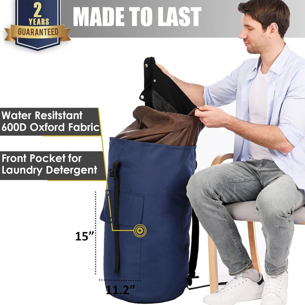 115L Extra Large Laundry Hamper Backpack with Padded Straps - Versatile & Sturdy