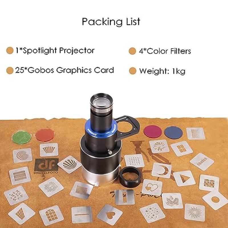 Bowens Mount Projector Spotlight Optical Snoot Kit W/25 Gobos 4 Filter Versatile