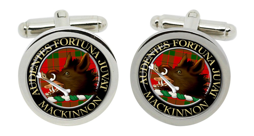 Mackinnon Scottish Clan Cufflinks in Chrome Box