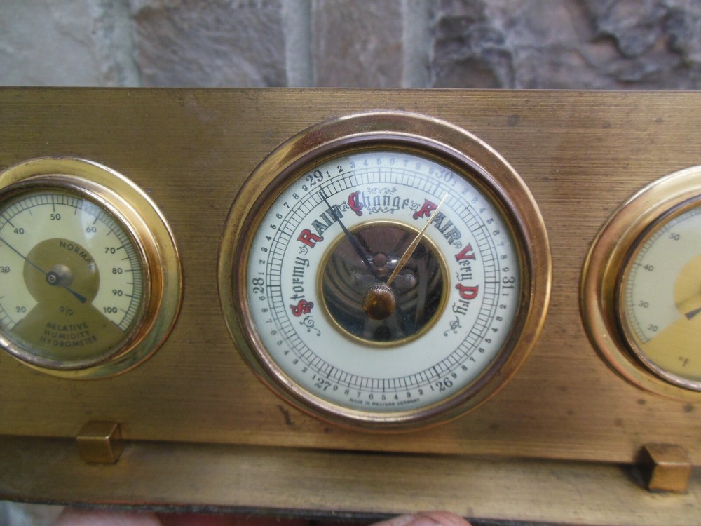 Vintage Lufft Made Western Germany Barometer Hygrometer Temperature Solid Brass