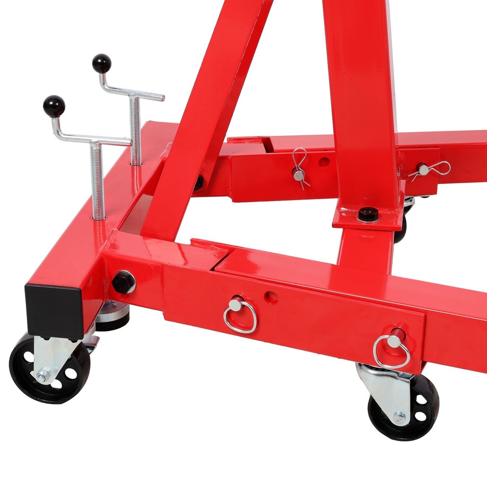 1500lbs Folding Engine Stand - 360° Rotating Head, Red