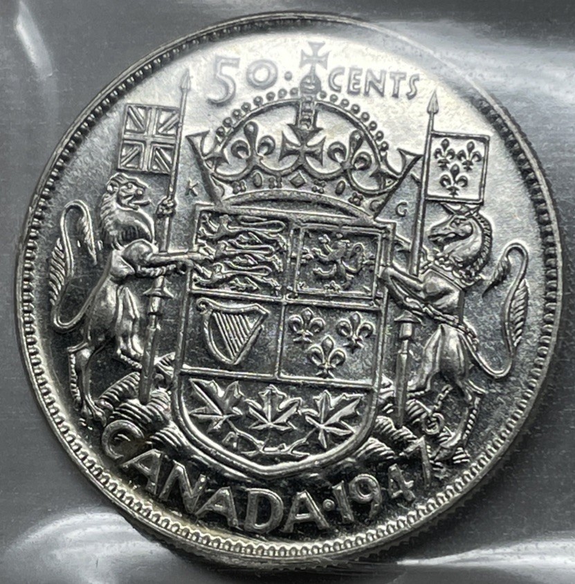 1947 Maple Leaf Canada 50 Cent. ICCS Certified EF-45. C-2573