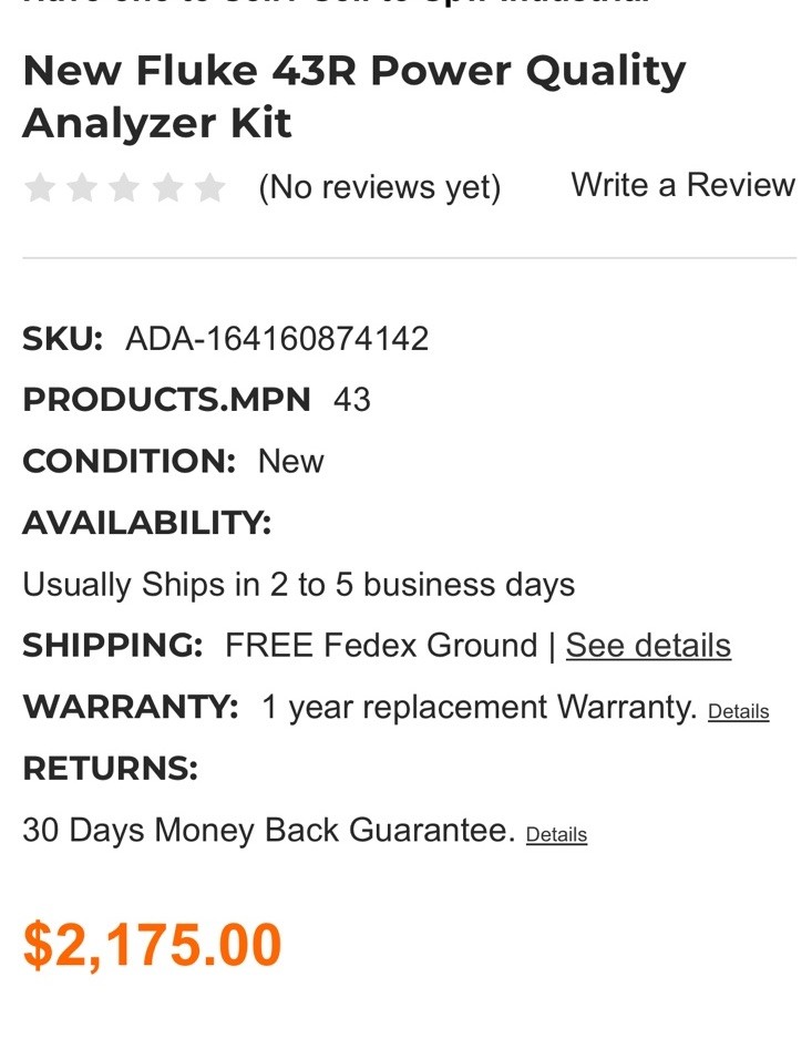 Fluke 43 Power Quality Analyzer Maintain power systems, troubleshoot problems