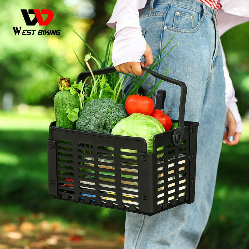 Foldable Bike Front Rear Basket Bicycle Handlebar Rack Pack Carrier Basket Black