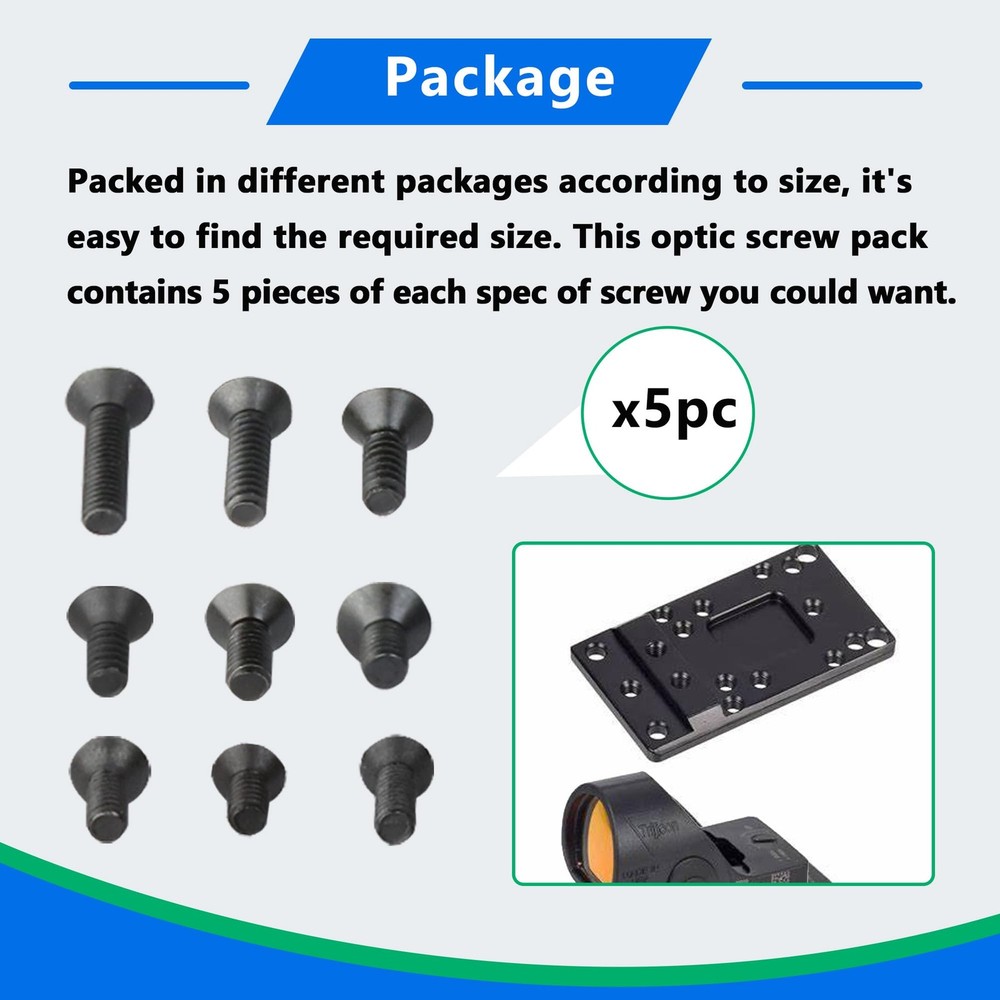 45Pcs Red Dot Screw for Various Sight Optics & Mount | Such as black