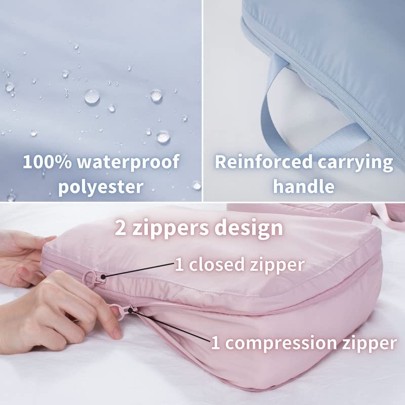 Compression Packing Cubes for Suitcases, Luggage 2-Pack Medium, Beige