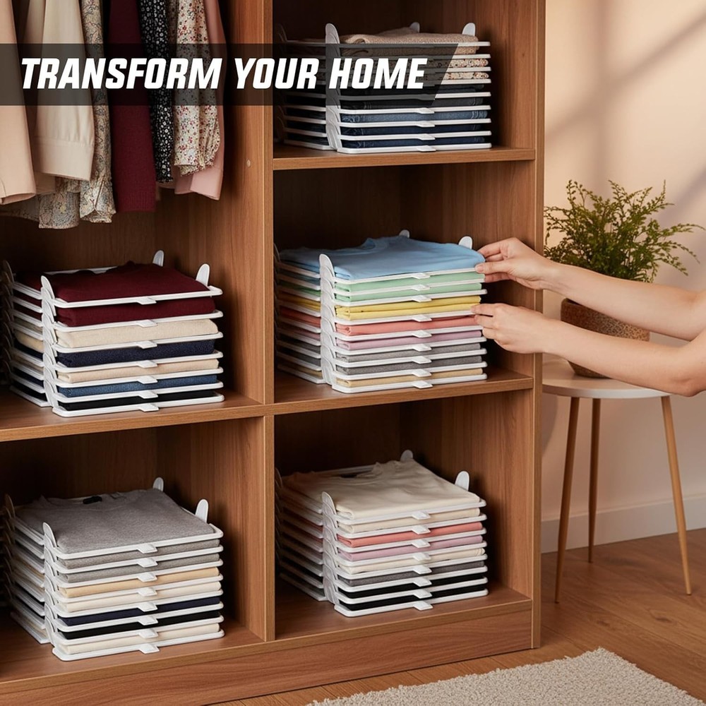 Tshirt Organizer Closet Storage Shelves Bedroom Stackable 20-Pack