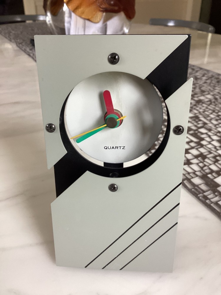 Vintage Abstract Postmodern Memphis Style 3 D Desk Clock