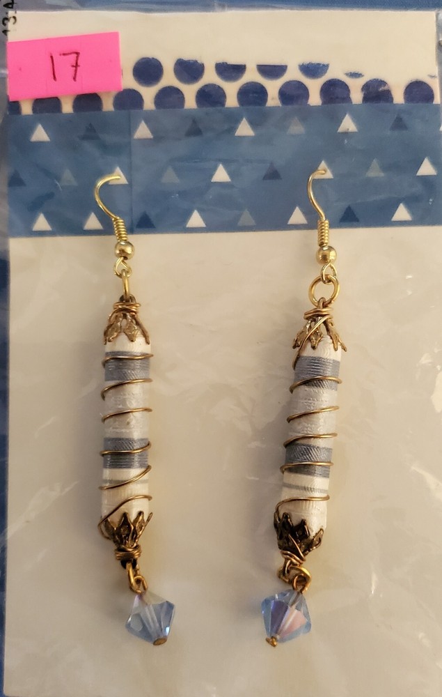 Earrings Pierced Dangle Handmade 'Paper Beads' Approx 3-4 Inches