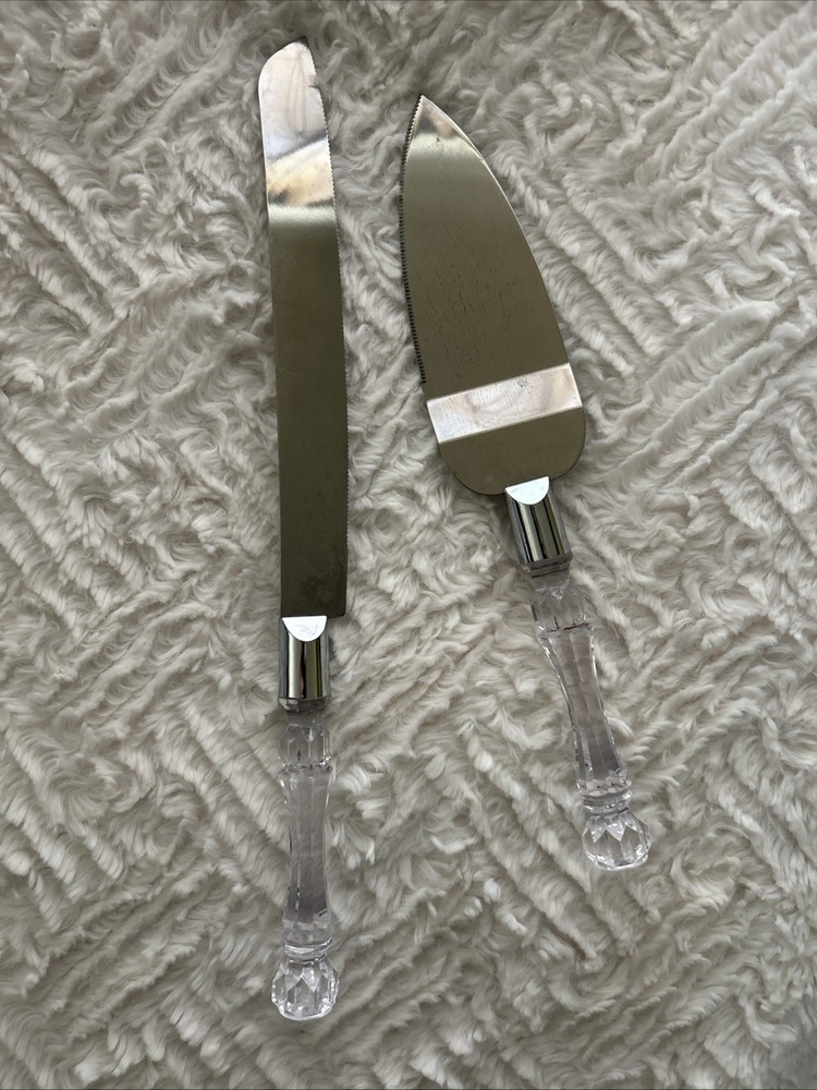 Wedding Cake Knife and Server Set with Acrylic Handle