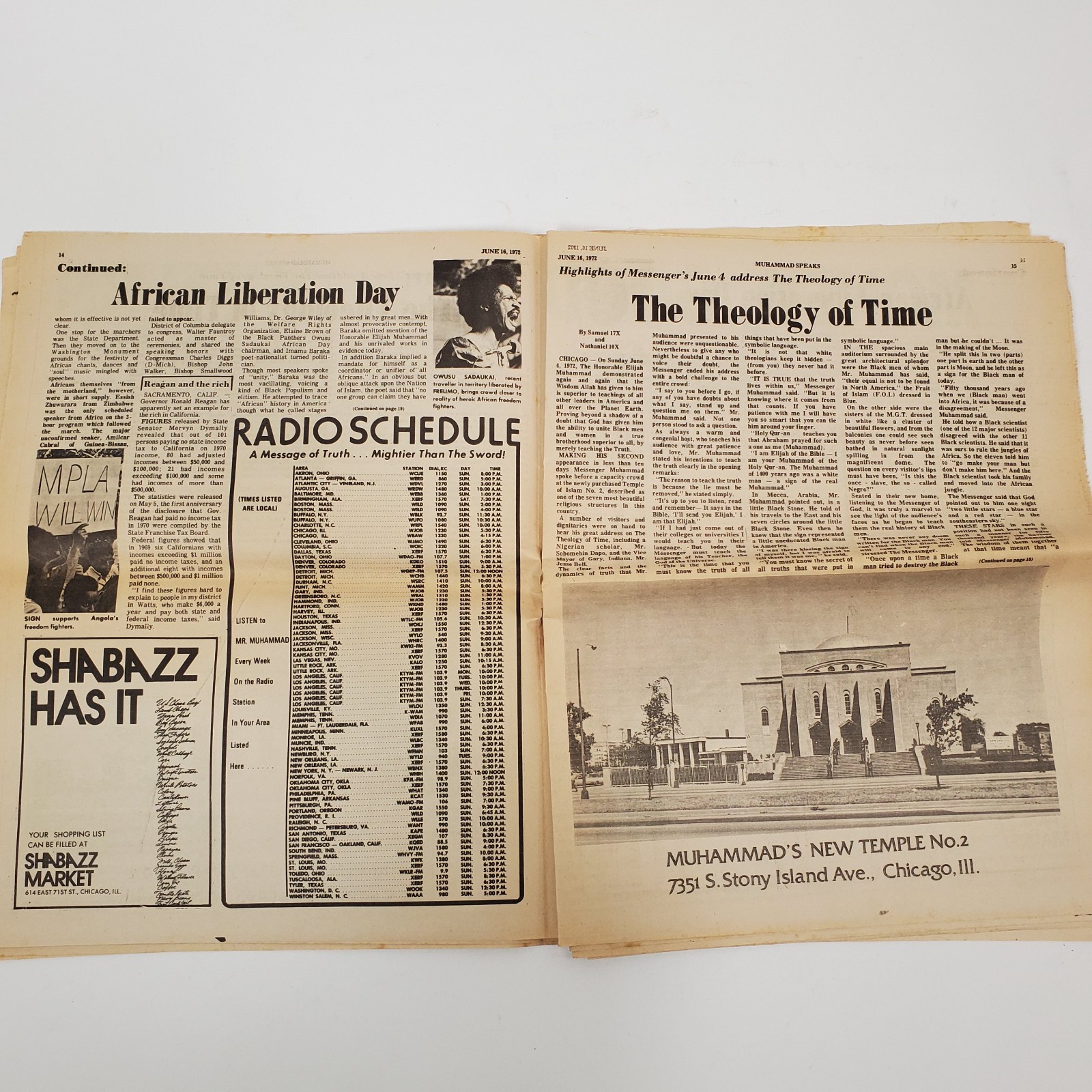 Vintage Muhammad Speaks Newspaper June 16 1972 Nation of Islam Black History