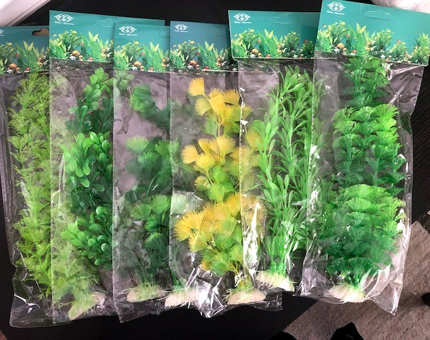 5 x LARGE MIXED *GREEN MIX* PLASTIC PLANT LOT 8"- 11" AQUARIUM FISH DECORATION.