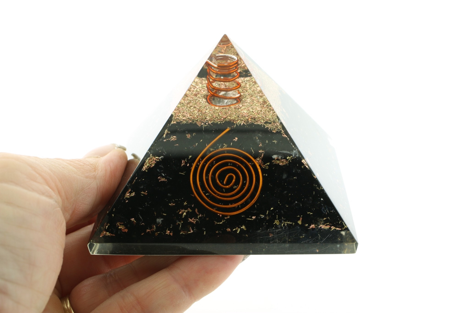 Natural Black Tourmaline Orgone Pyramid 3in LG 75mm EMF & 5G Orgone Protection