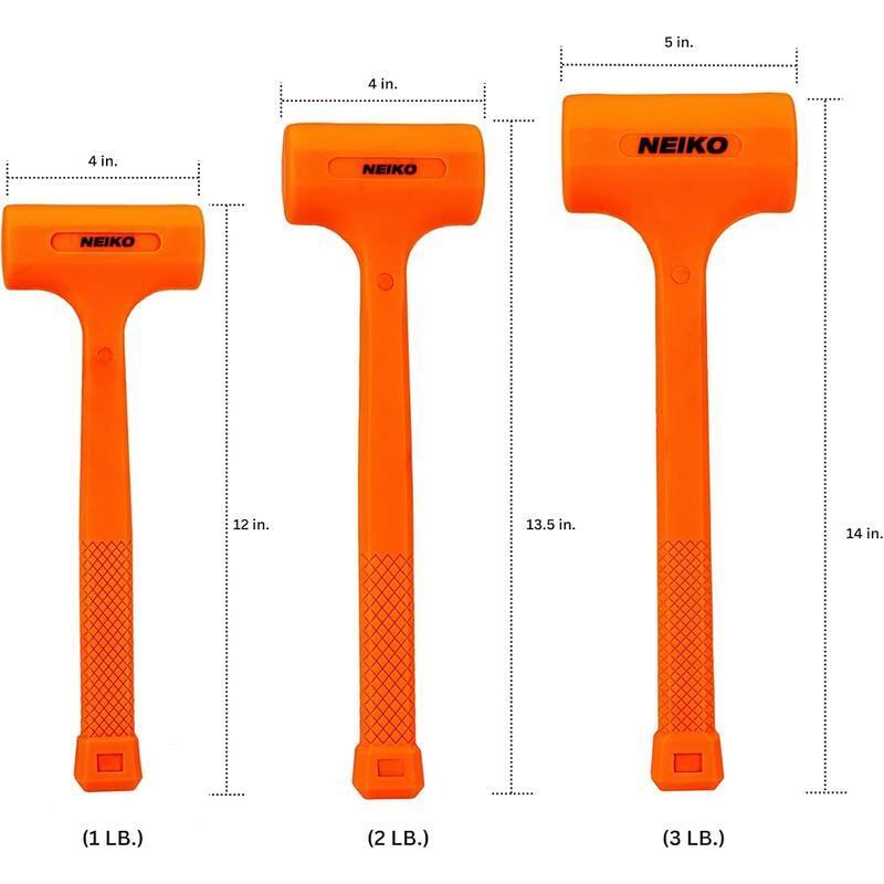 Dead Blow Hammer Set 3 Piece Non Marring Mechanic Tools Comfortable Grip Durable