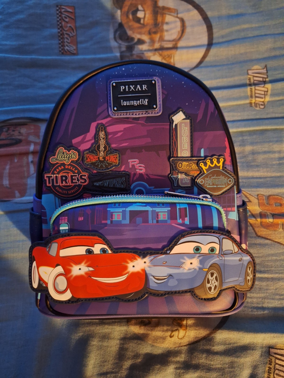 Disney Pixar Cars Lightning McQueen & Sally Nighttime Light-Up Mini Backpack.