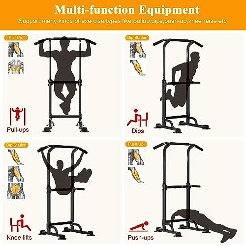 Multi-Function Power Tower Pull Up Dip Station - Adjustable Height Fitness Equip