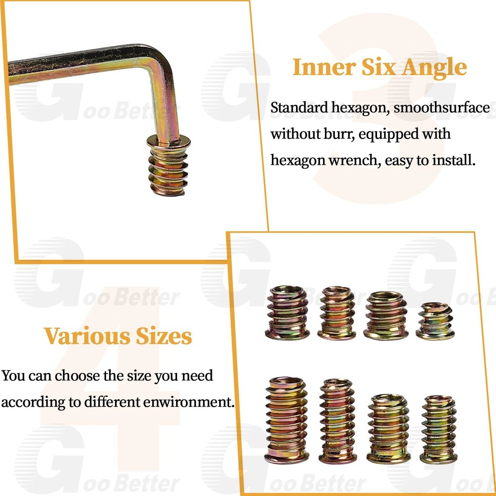165pcs Threaded Hex Drive Insert Fixing Wood Screw Inserts Nuts 1/4"-20 5/16"-18
