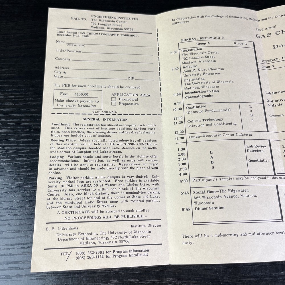 VTG Store Catalog Engineering Institute 3rd Gas Chromatography Workshop 1968