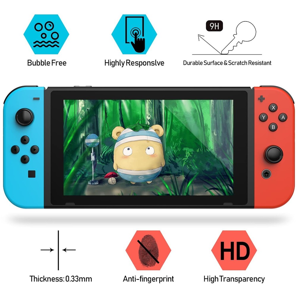 Transparent 3-Pack Screen Protector Set for Nintendo Switch - Easy Install Guide
