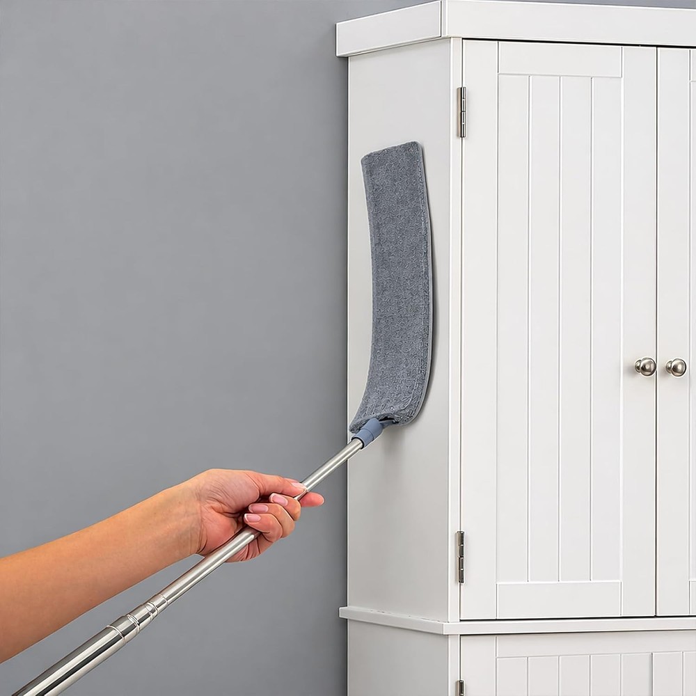 Bendable Dusting Tool with 100-Inch Extension Pole for Hard-to- Areas