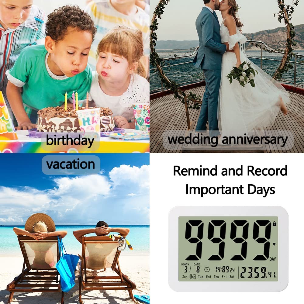 Digital Countdown Days Timer Clock- 9999 Days Count Down Timer with Stand Str...