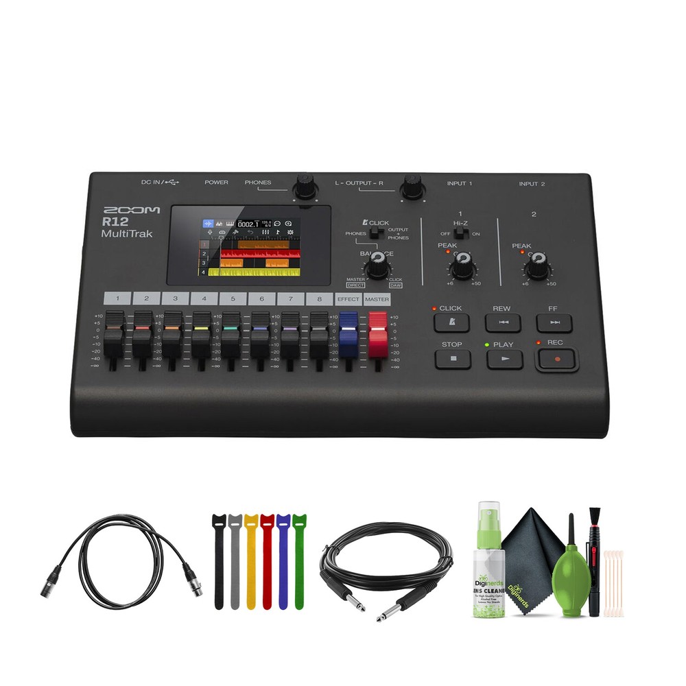 ZOOM Digital Multitrack Recorder (R12),  Balanced Interconnect, Bundle