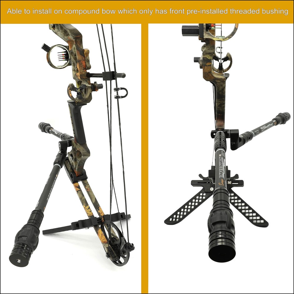 Archery 3in1 Compound Bow Stabilizer Kit, 8"+10" + Quick Disconnect v bar Mou...