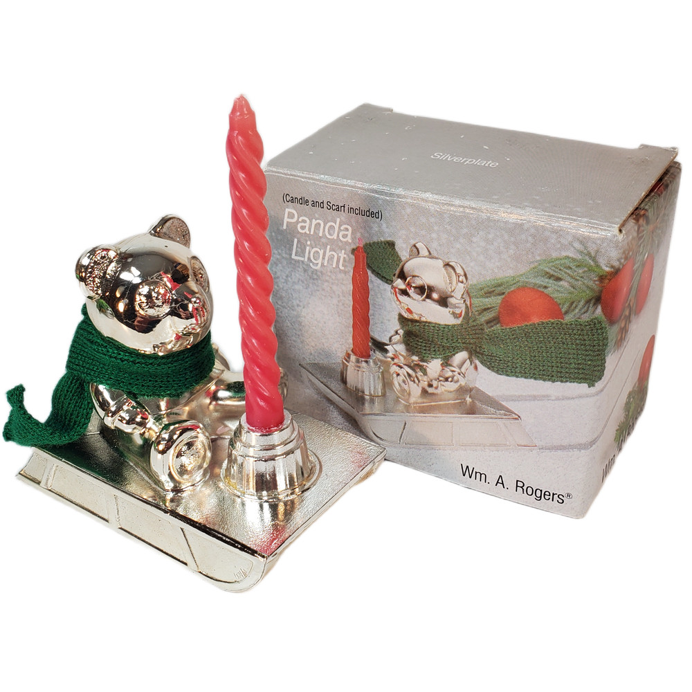 Silverplate Panda Bear Candle Light by William A Rogers