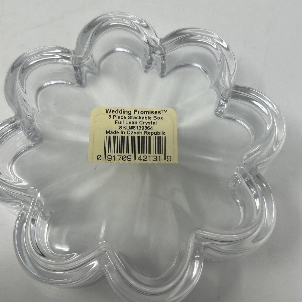 Lenox Wedding Promises 3 Piece Full Lead Crystal Stackable Flower Box