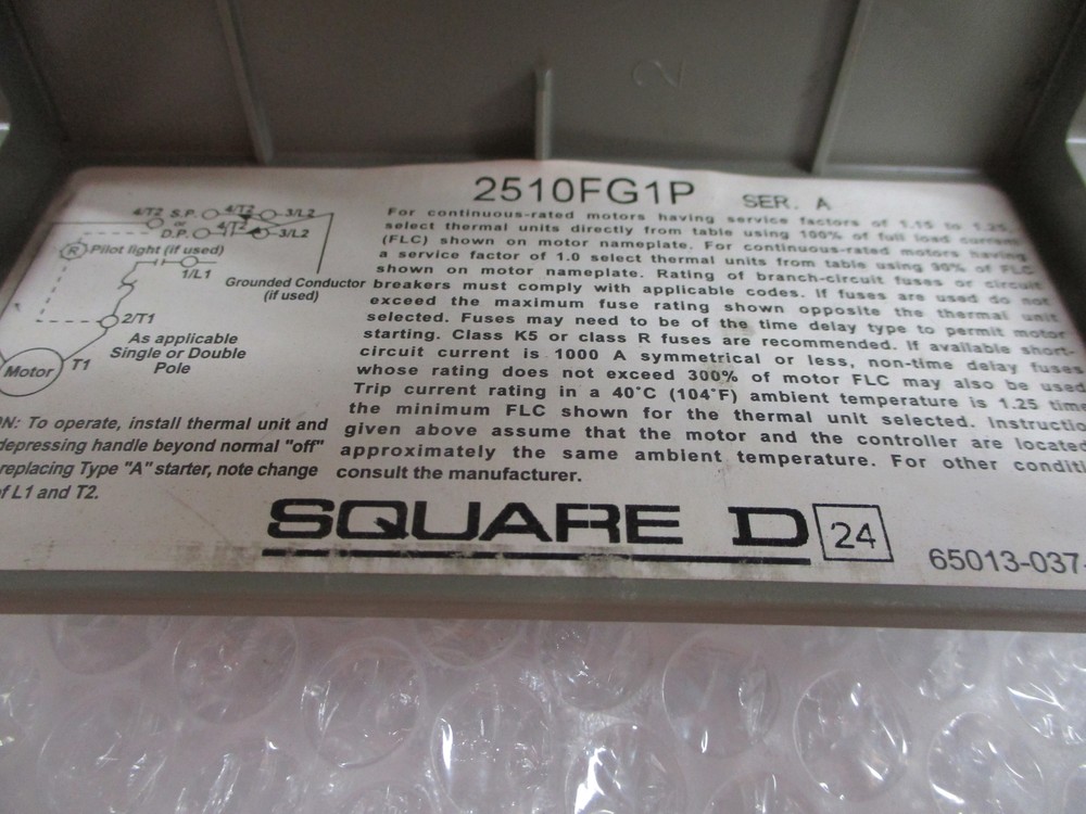 SQUARE D 2510FG1P SER.A MANUAL STARTER NSNP