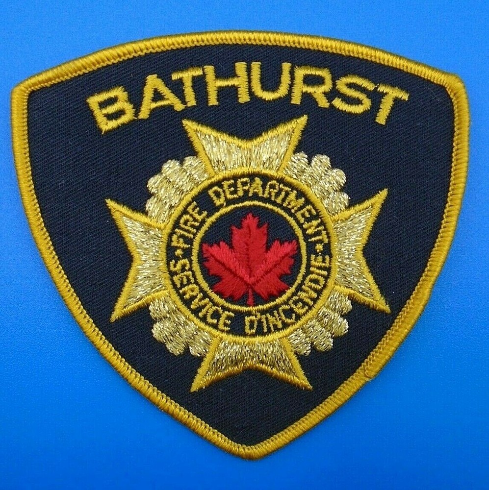 Bathurst Fire Department (New Brunswick, Canada) Gold Thread Shoulder Patch 4"