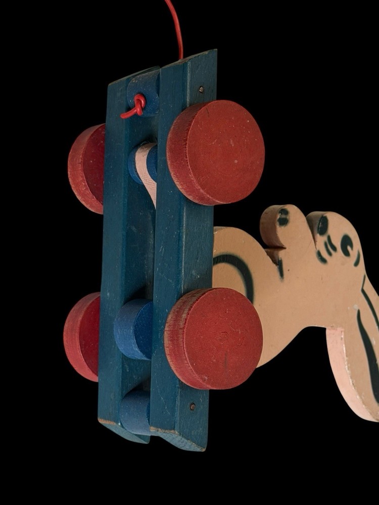 Vintage Handmade Wooden Rabbit Pull Toy