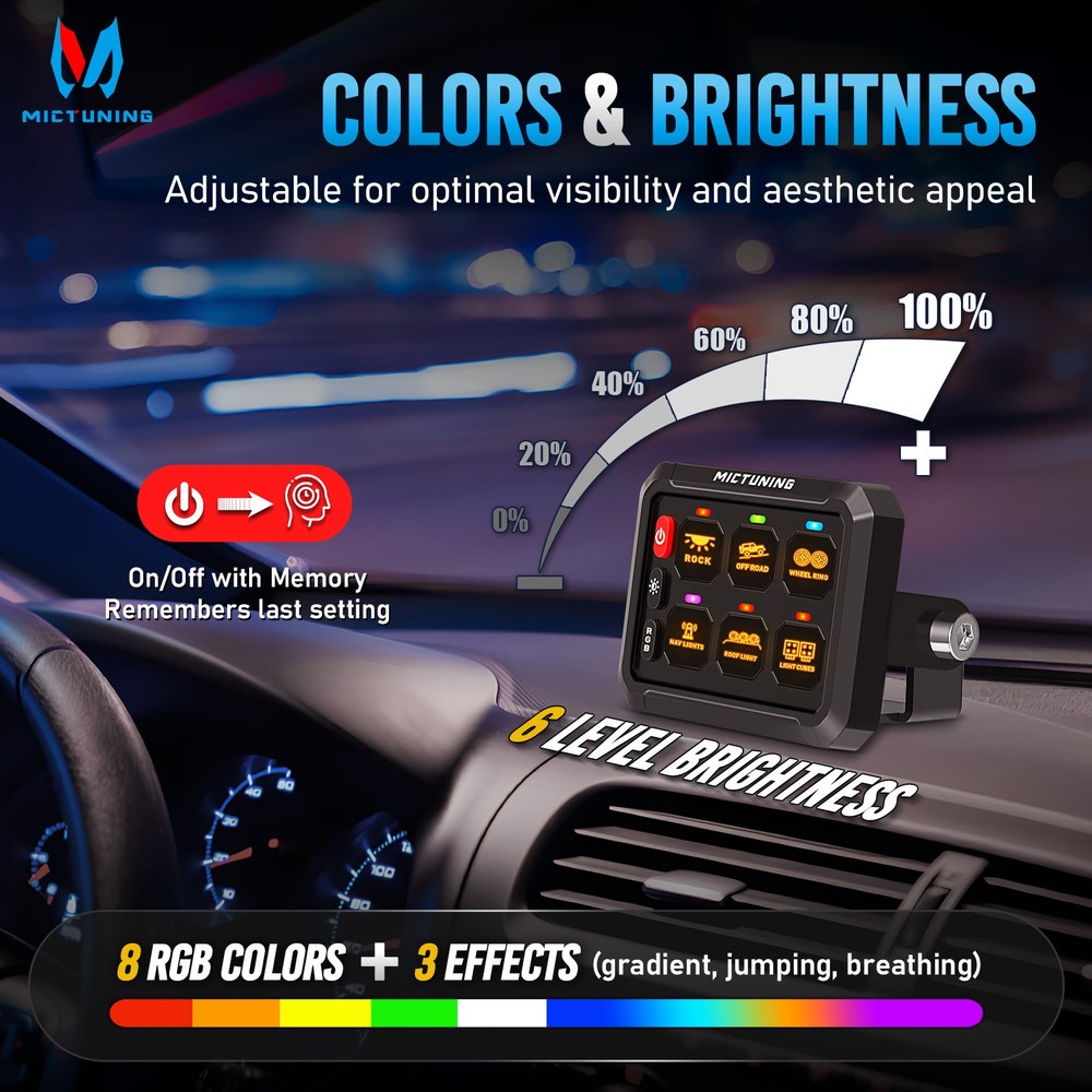 MICTUNING 6/8/12 Gang Switch Panel - Wireless APP Remote Switch Control Circuit
