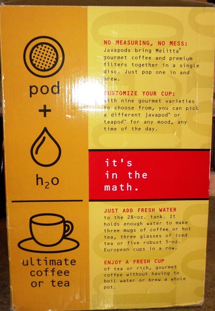 Melitta One:One Pod Brewing System Coffee/tea w/ Java pods New/Open Box TESTED!