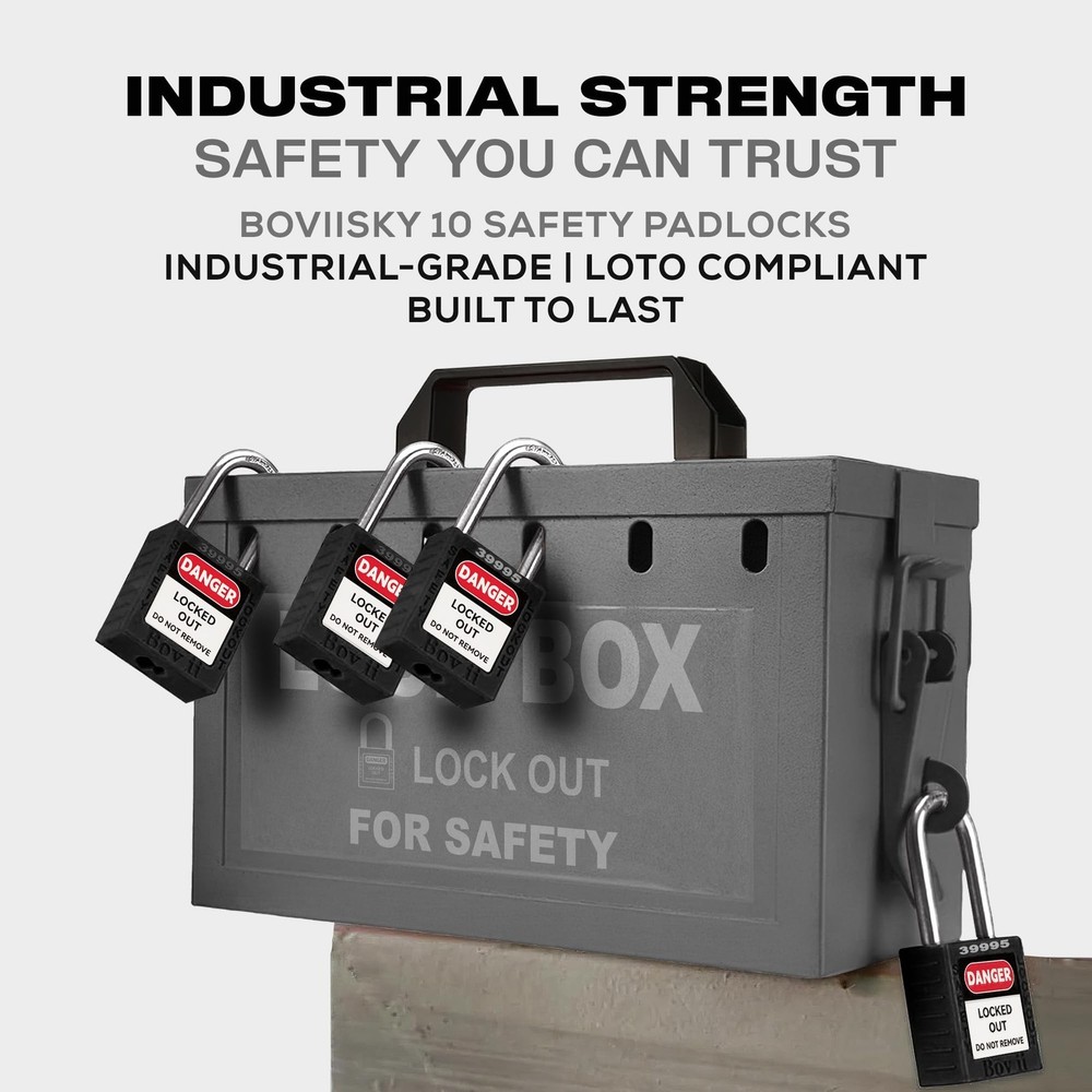 Lockout Tagout Locks Set, 2 Black Lockout Tagout Safety Padlocks Keyed Differ...