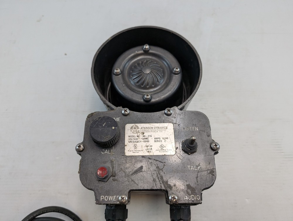 ATKINSON DYNAMICS AD-27A Industrial Intercom Loudspeaker with Call Button 50/60h