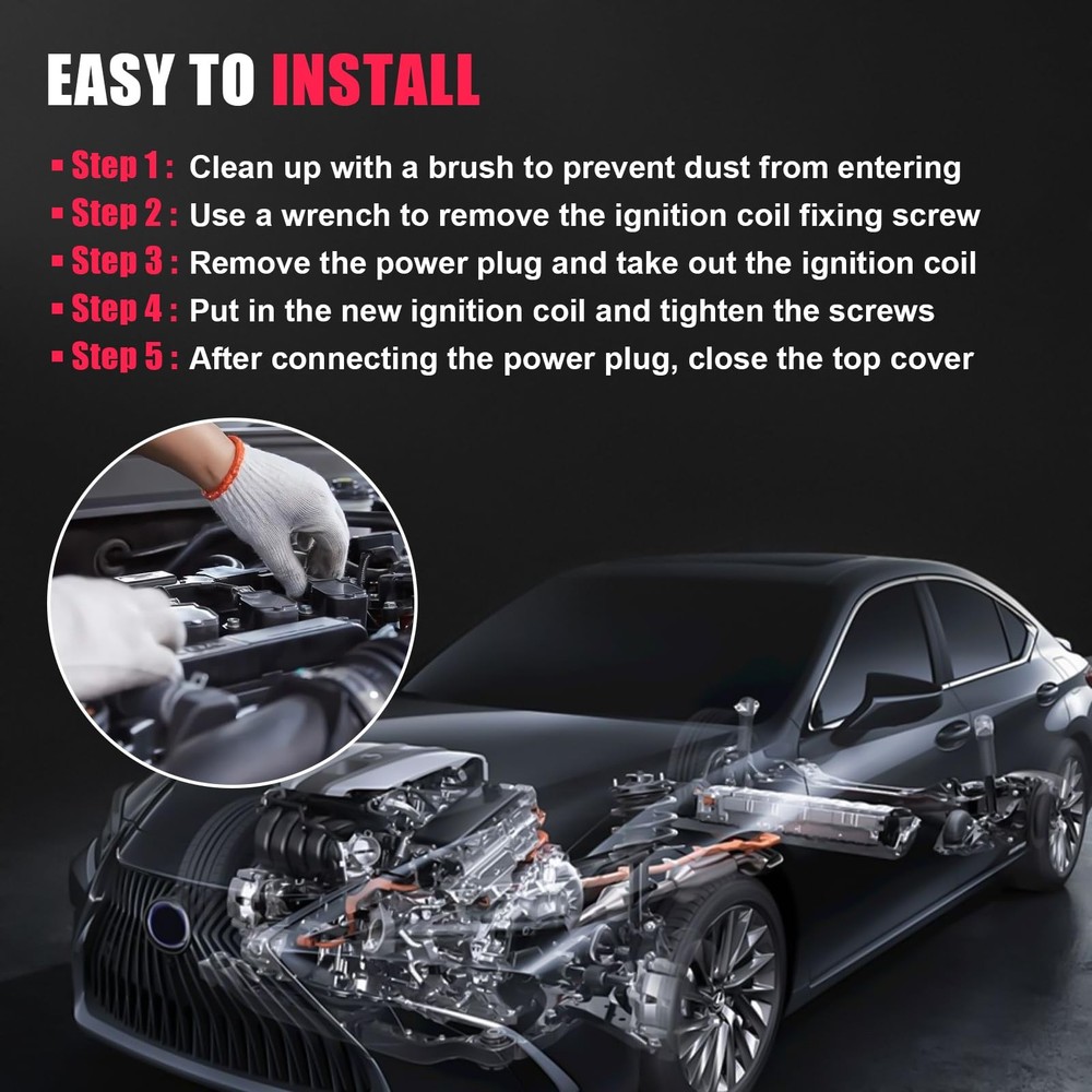 4pcs Ignition Coil & Spark Plug Compatible UF311 + plug