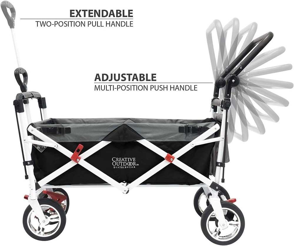 Creative Outdoor Push Pull Folding Wagon for Cargo | Beach Park Garden Black