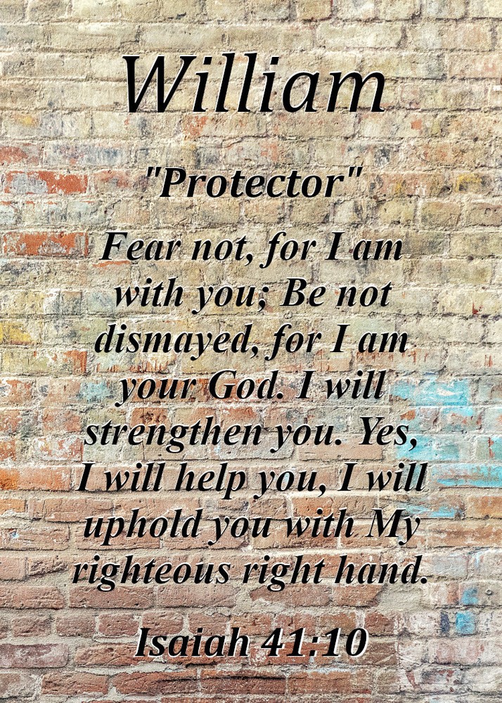 William "Protector" Keepsake Name Meaning Card with Bible Verse