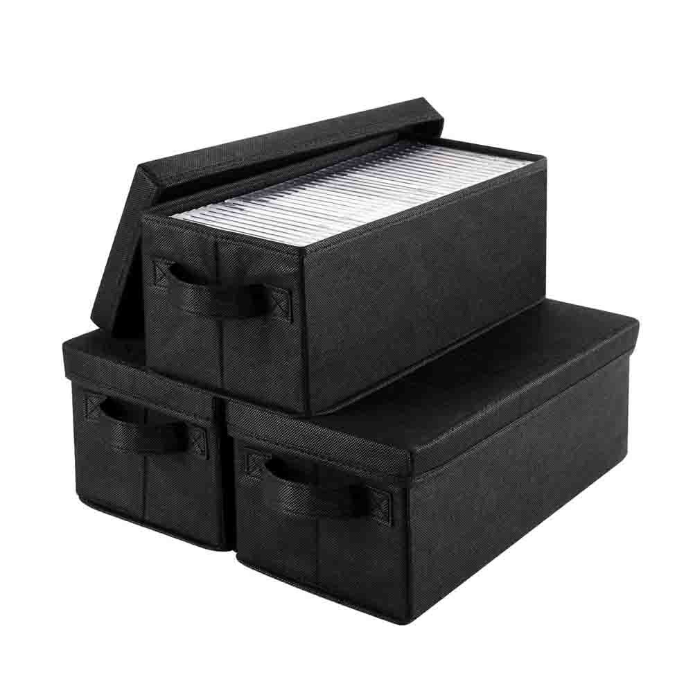 3 Pack CD Storage Box with Handle – Media Disk Organizer for CD & DVD #K