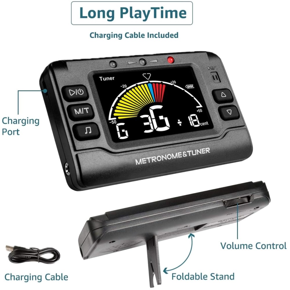 Color Screen Metronome Tuner for Guitar & Wind Instruments