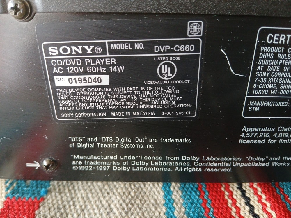 Sony DVP-C660 DVD Player