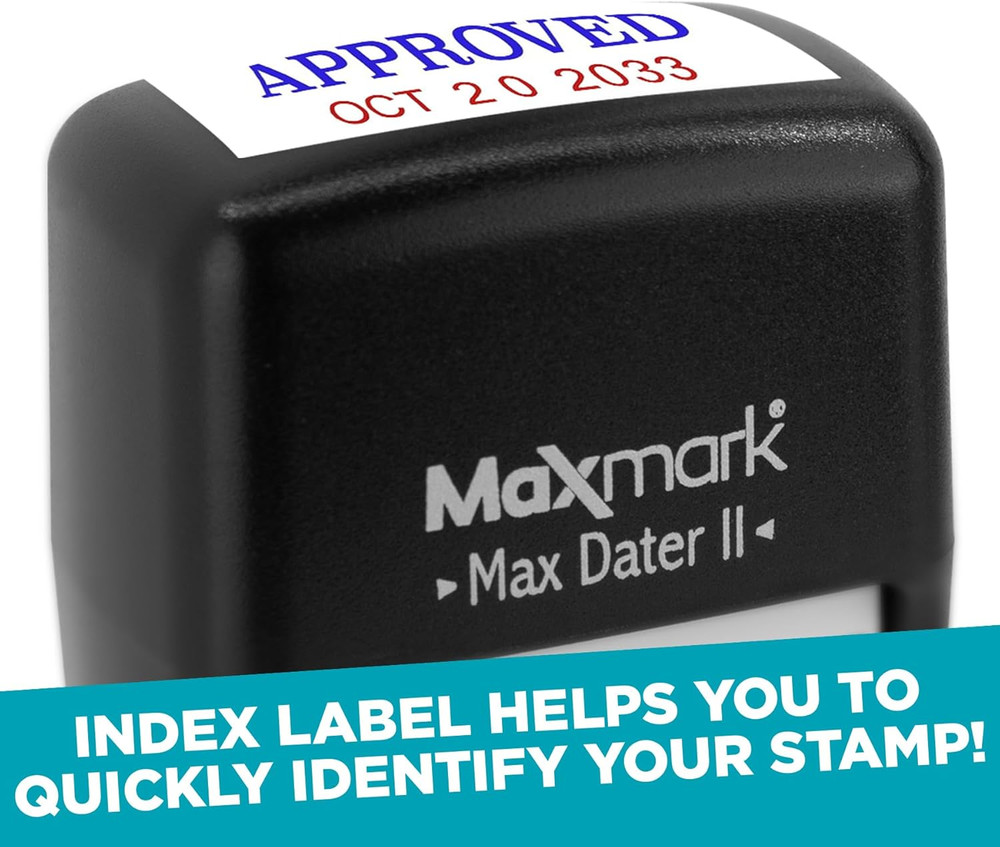 Maxmark Self-Inking Rubber Date Office Stamp with Approved Phrase & Date