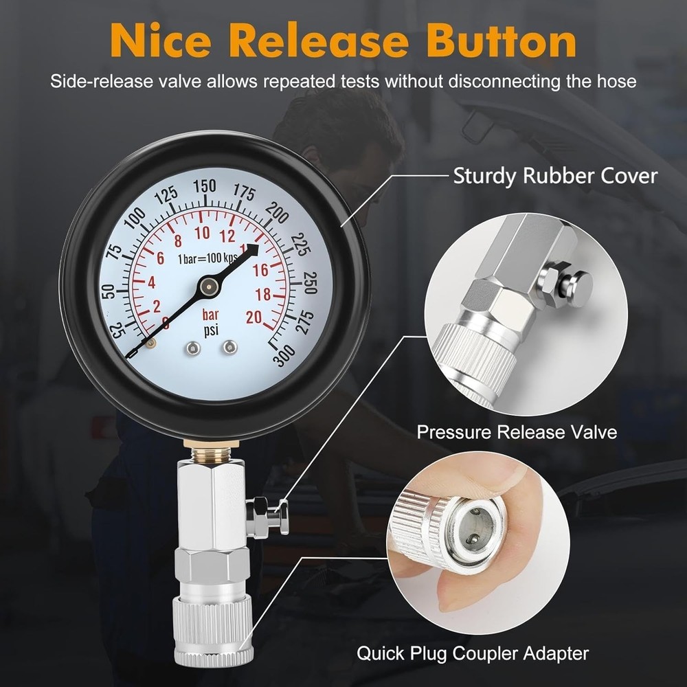 Compression Tester Kit, Small Engine Cylinder Test Pressure Gauge Tool
