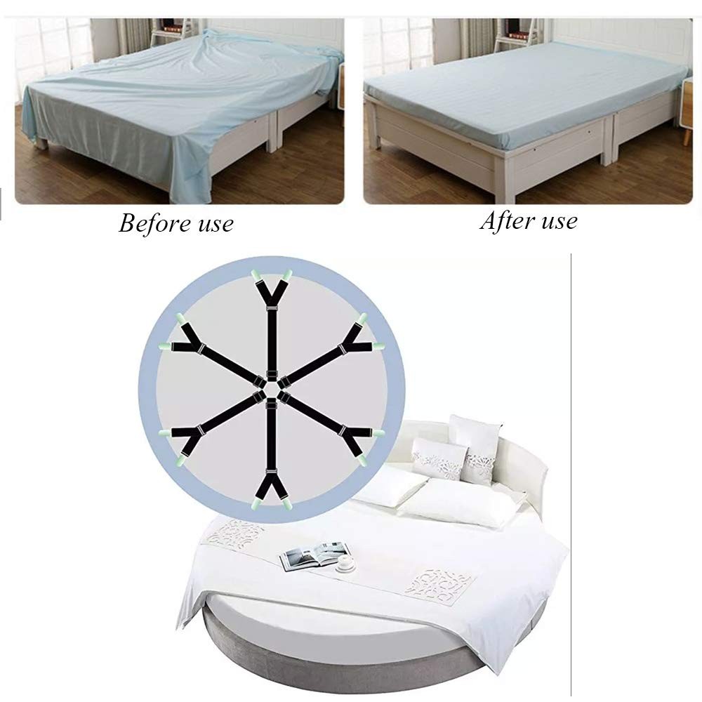 2Pack Bed Sheet Straps,Adjustable Elastic Fitted Sheet Straps, Crisscross Bed...
